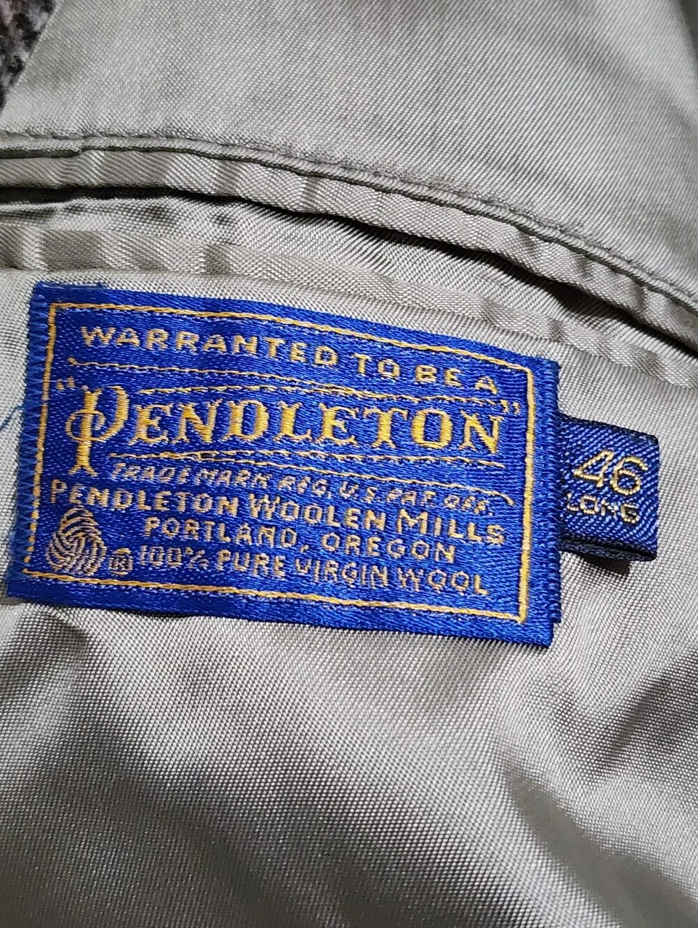 Vtg Pendleton Western Blazer Mens 46L Gray Wool Tweed Sport Coat USA Bi Swing